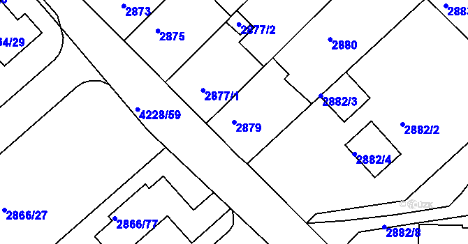 Parcela st. 2879 v KÚ Roudnice nad Labem, Katastrální mapa