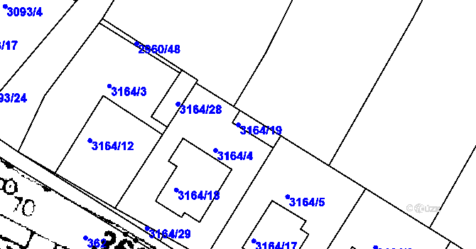 Parcela st. 3164/19 v KÚ Roudnice nad Labem, Katastrální mapa