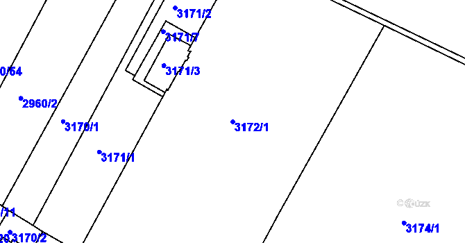 Parcela st. 3172/1 v KÚ Roudnice nad Labem, Katastrální mapa