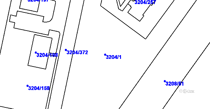 Parcela st. 3204/1 v KÚ Roudnice nad Labem, Katastrální mapa