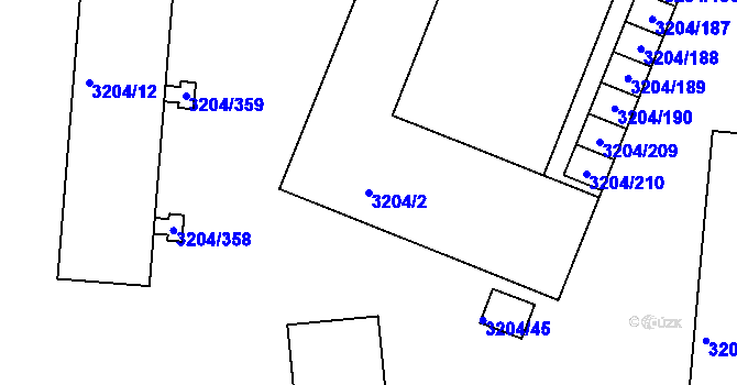 Parcela st. 3204/2 v KÚ Roudnice nad Labem, Katastrální mapa