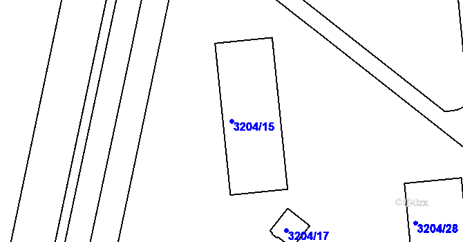 Parcela st. 3204/15 v KÚ Roudnice nad Labem, Katastrální mapa
