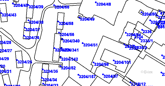 Parcela st. 3204/51 v KÚ Roudnice nad Labem, Katastrální mapa