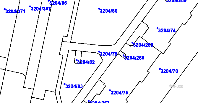 Parcela st. 3204/78 v KÚ Roudnice nad Labem, Katastrální mapa