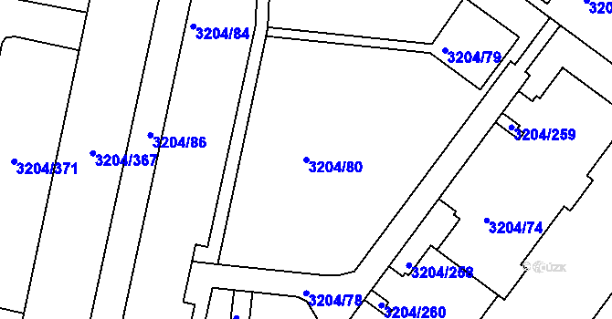 Parcela st. 3204/80 v KÚ Roudnice nad Labem, Katastrální mapa