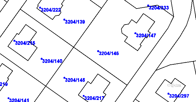 Parcela st. 3204/146 v KÚ Roudnice nad Labem, Katastrální mapa