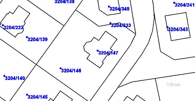 Parcela st. 3204/147 v KÚ Roudnice nad Labem, Katastrální mapa