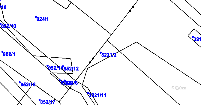 Parcela st. 3221/2 v KÚ Roudnice nad Labem, Katastrální mapa