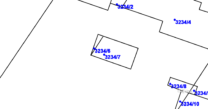 Parcela st. 3234/7 v KÚ Roudnice nad Labem, Katastrální mapa