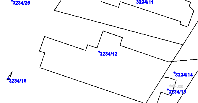 Parcela st. 3234/12 v KÚ Roudnice nad Labem, Katastrální mapa