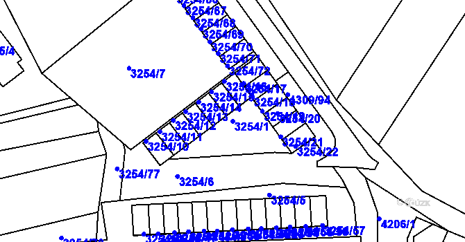 Parcela st. 3254/1 v KÚ Roudnice nad Labem, Katastrální mapa