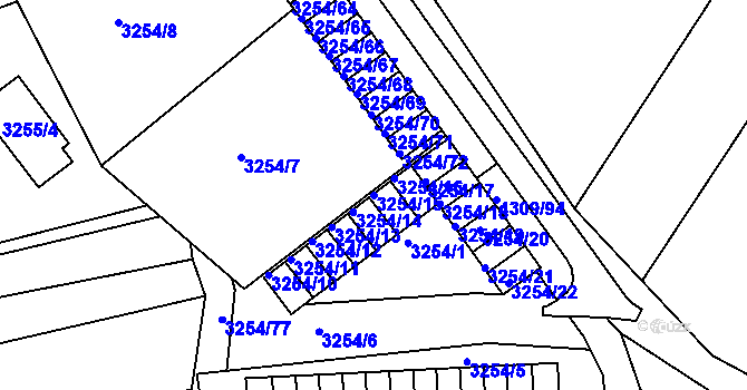 Parcela st. 3254/15 v KÚ Roudnice nad Labem, Katastrální mapa