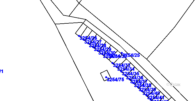Parcela st. 3254/30 v KÚ Roudnice nad Labem, Katastrální mapa