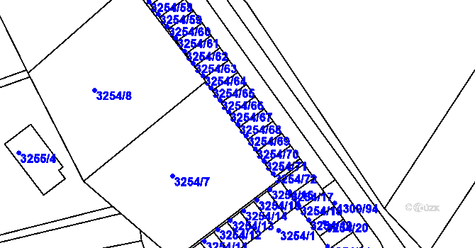 Parcela st. 3254/68 v KÚ Roudnice nad Labem, Katastrální mapa