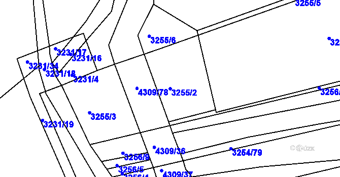 Parcela st. 3255/2 v KÚ Roudnice nad Labem, Katastrální mapa