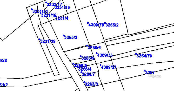 Parcela st. 3256/6 v KÚ Roudnice nad Labem, Katastrální mapa