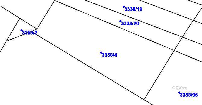 Parcela st. 3338/4 v KÚ Roudnice nad Labem, Katastrální mapa