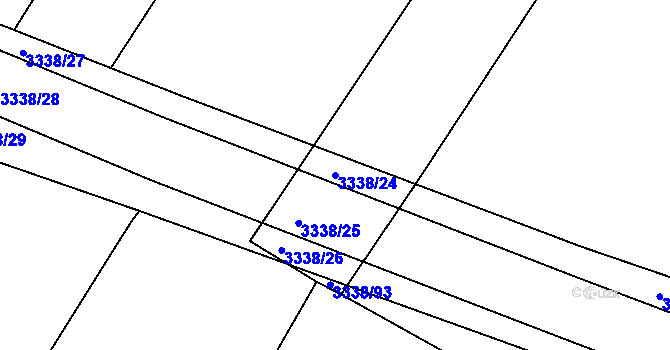 Parcela st. 3338/24 v KÚ Roudnice nad Labem, Katastrální mapa
