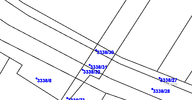 Parcela st. 3338/30 v KÚ Roudnice nad Labem, Katastrální mapa