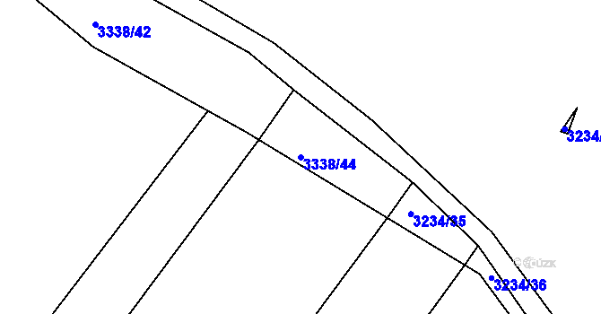 Parcela st. 3338/44 v KÚ Roudnice nad Labem, Katastrální mapa