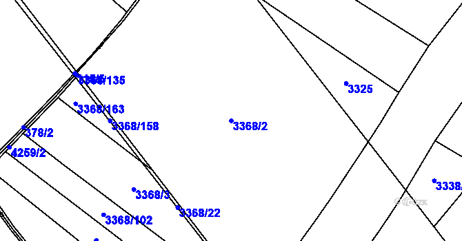 Parcela st. 3368/2 v KÚ Roudnice nad Labem, Katastrální mapa