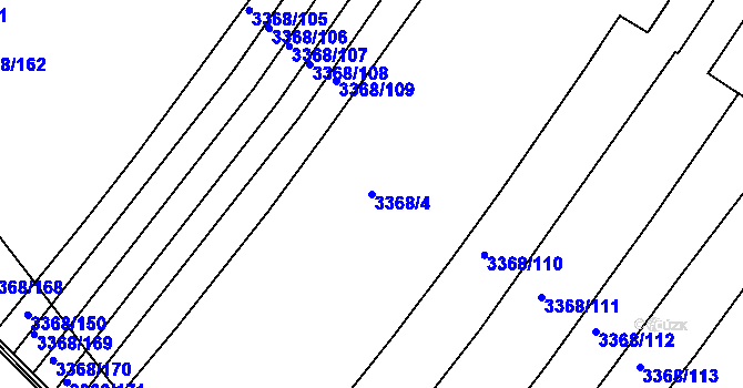 Parcela st. 3368/4 v KÚ Roudnice nad Labem, Katastrální mapa