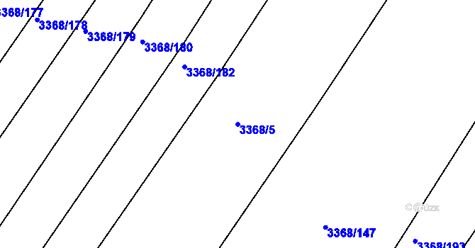 Parcela st. 3368/5 v KÚ Roudnice nad Labem, Katastrální mapa