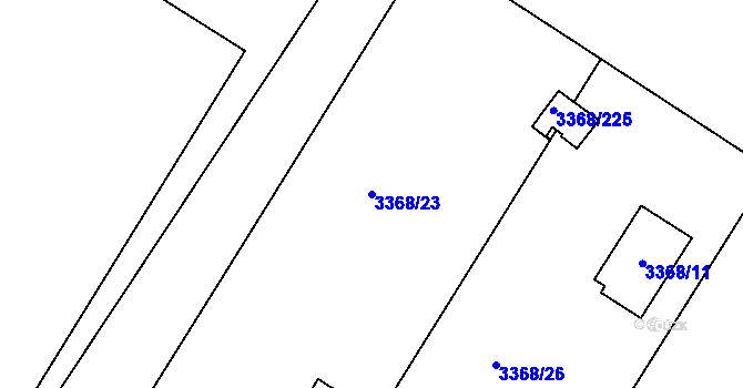 Parcela st. 3368/23 v KÚ Roudnice nad Labem, Katastrální mapa