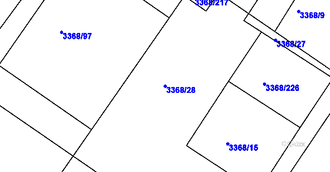 Parcela st. 3368/28 v KÚ Roudnice nad Labem, Katastrální mapa