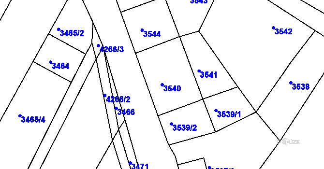 Parcela st. 3540 v KÚ Roudnice nad Labem, Katastrální mapa