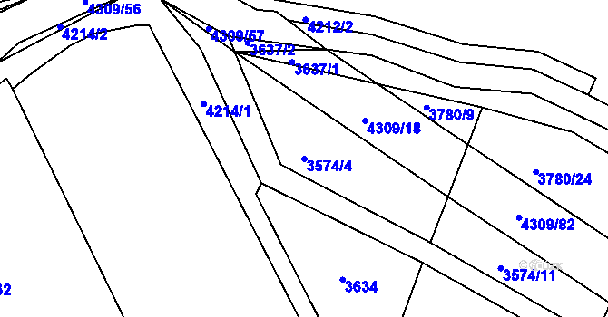 Parcela st. 3574/4 v KÚ Roudnice nad Labem, Katastrální mapa