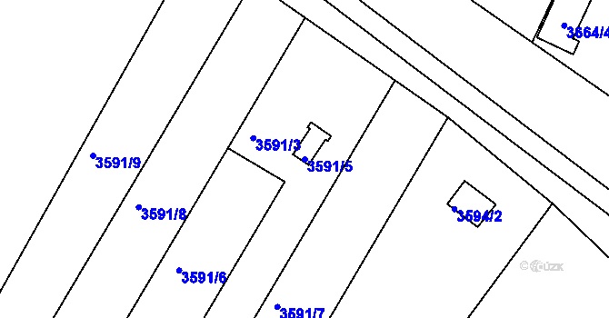 Parcela st. 3591/5 v KÚ Roudnice nad Labem, Katastrální mapa