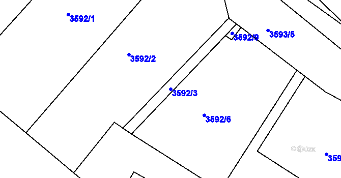 Parcela st. 3592/3 v KÚ Roudnice nad Labem, Katastrální mapa