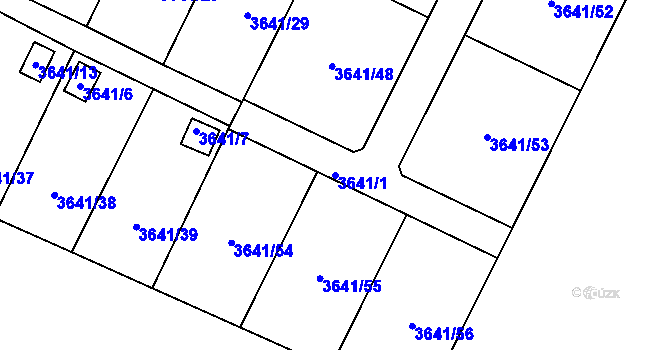 Parcela st. 3641/1 v KÚ Roudnice nad Labem, Katastrální mapa