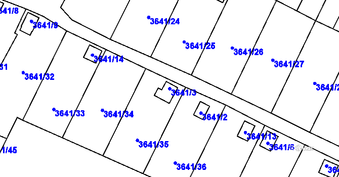 Parcela st. 3641/3 v KÚ Roudnice nad Labem, Katastrální mapa