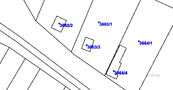 Parcela st. 3663/3 v KÚ Roudnice nad Labem, Katastrální mapa