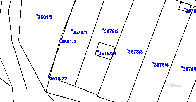 Parcela st. 3678/24 v KÚ Roudnice nad Labem, Katastrální mapa