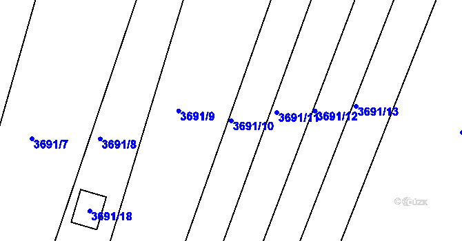 Parcela st. 3691/10 v KÚ Roudnice nad Labem, Katastrální mapa