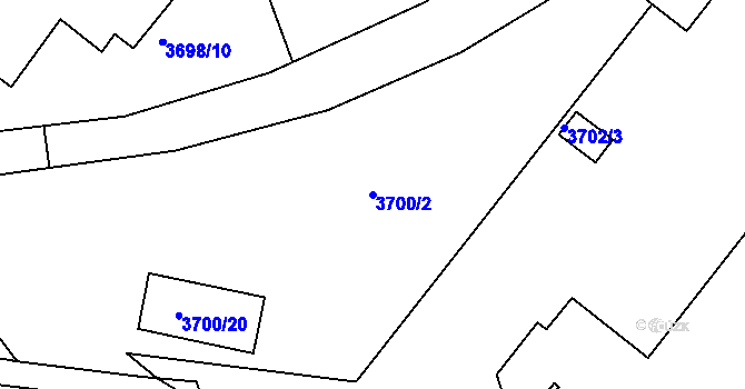 Parcela st. 3700/2 v KÚ Roudnice nad Labem, Katastrální mapa