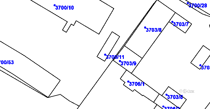 Parcela st. 3700/11 v KÚ Roudnice nad Labem, Katastrální mapa