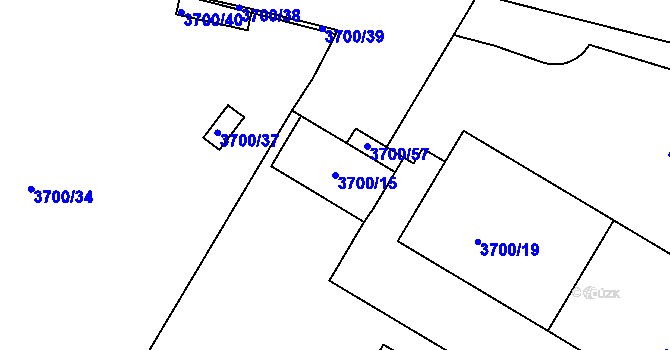 Parcela st. 3700/15 v KÚ Roudnice nad Labem, Katastrální mapa