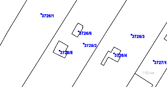 Parcela st. 3726/2 v KÚ Roudnice nad Labem, Katastrální mapa