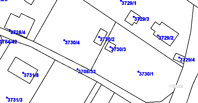 Parcela st. 3730 v KÚ Roudnice nad Labem, Katastrální mapa