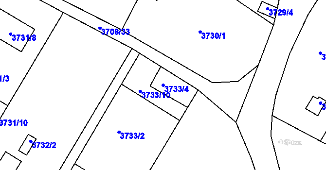 Parcela st. 3733/4 v KÚ Roudnice nad Labem, Katastrální mapa