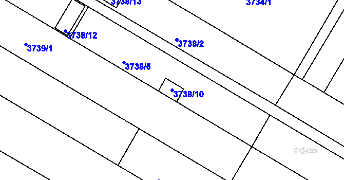 Parcela st. 3738/10 v KÚ Roudnice nad Labem, Katastrální mapa