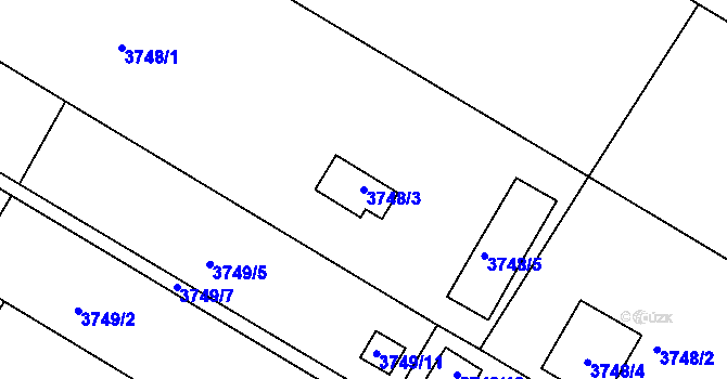 Parcela st. 3748/3 v KÚ Roudnice nad Labem, Katastrální mapa