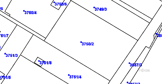 Parcela st. 3750/2 v KÚ Roudnice nad Labem, Katastrální mapa