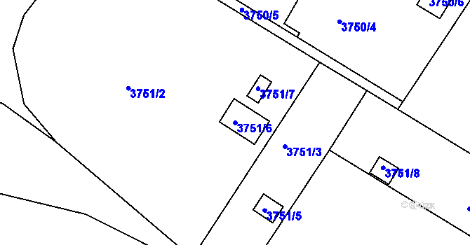 Parcela st. 3751/6 v KÚ Roudnice nad Labem, Katastrální mapa
