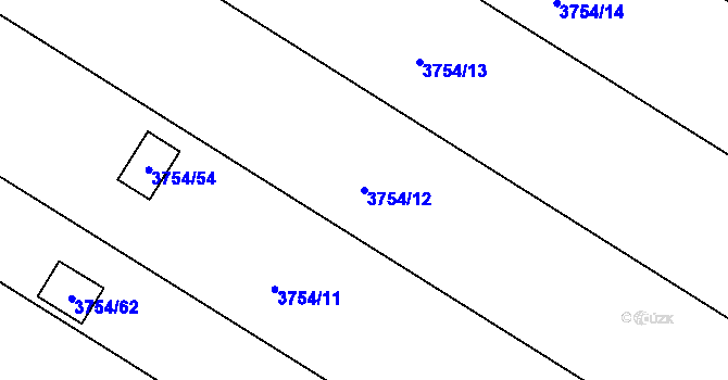 Parcela st. 3754/12 v KÚ Roudnice nad Labem, Katastrální mapa