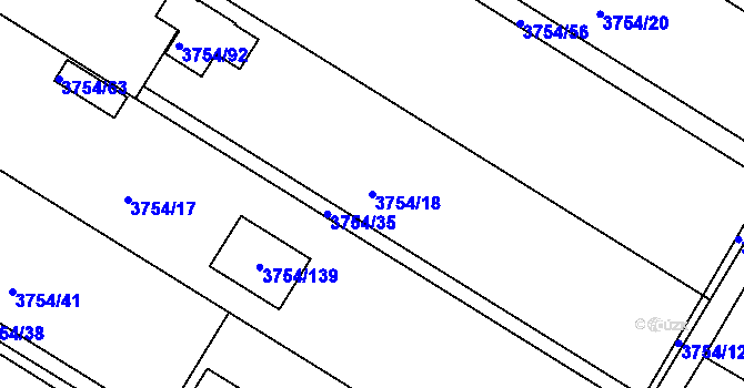 Parcela st. 3754/18 v KÚ Roudnice nad Labem, Katastrální mapa